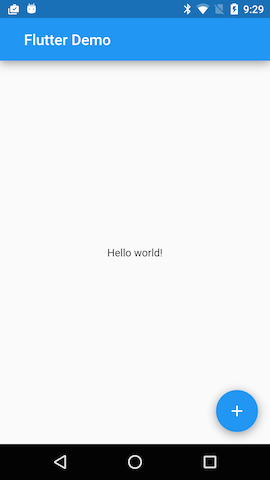 First Flutter app running on an Android phone